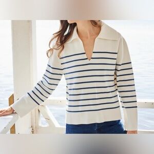 LAKE Lydia Cotton Sweater in Nautical Stripe